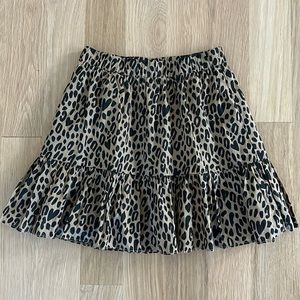 Crewcuts tiered cotton poplin heart leopard skirt girls L 10-11 J Crew new